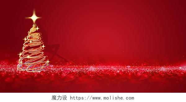 红色喜庆圣诞树抽象鹿酷炫唯美文艺小清新浪漫圣诞节展板背景圣诞节背景